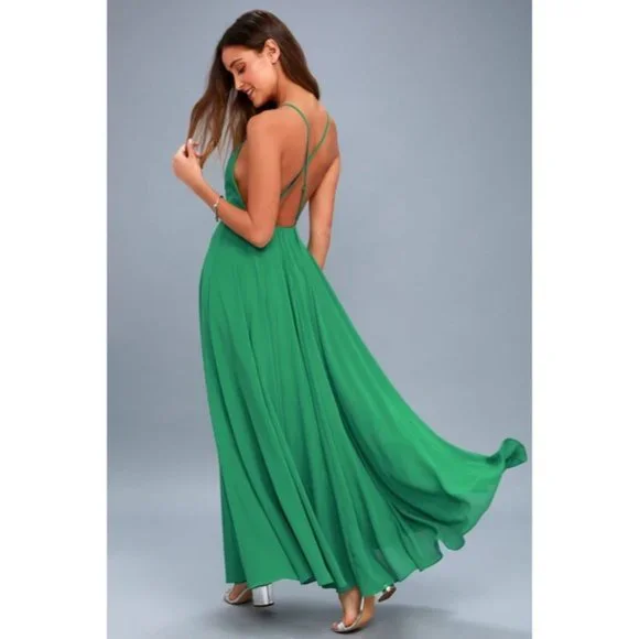 NWOT LuLu's Green Maxi Dress sz s - Picture 3 of 10